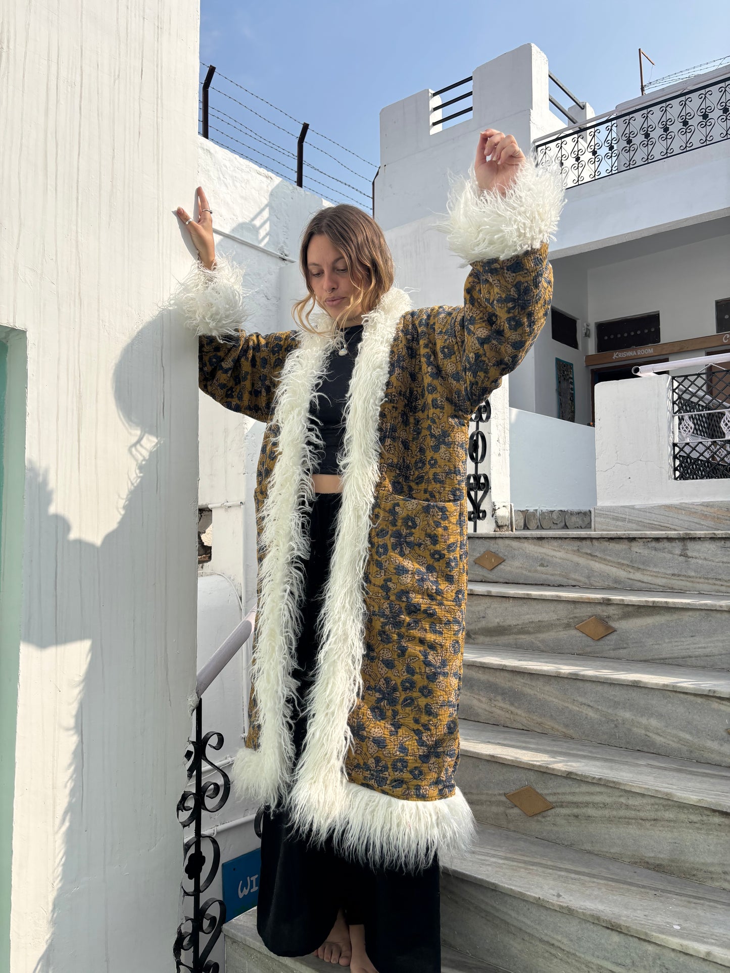 AZADI jacket - yellow & blue floral
