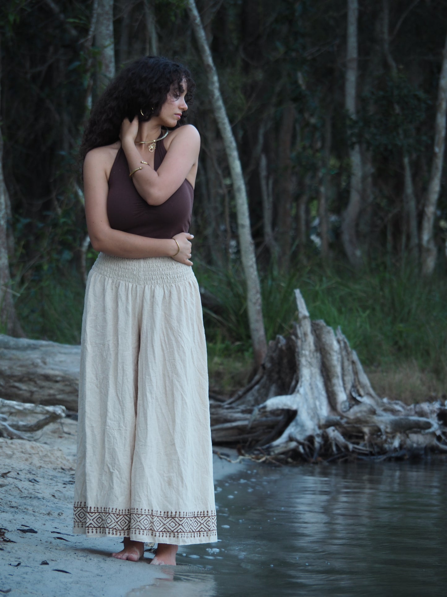 Elastic Waist Cotton Pants