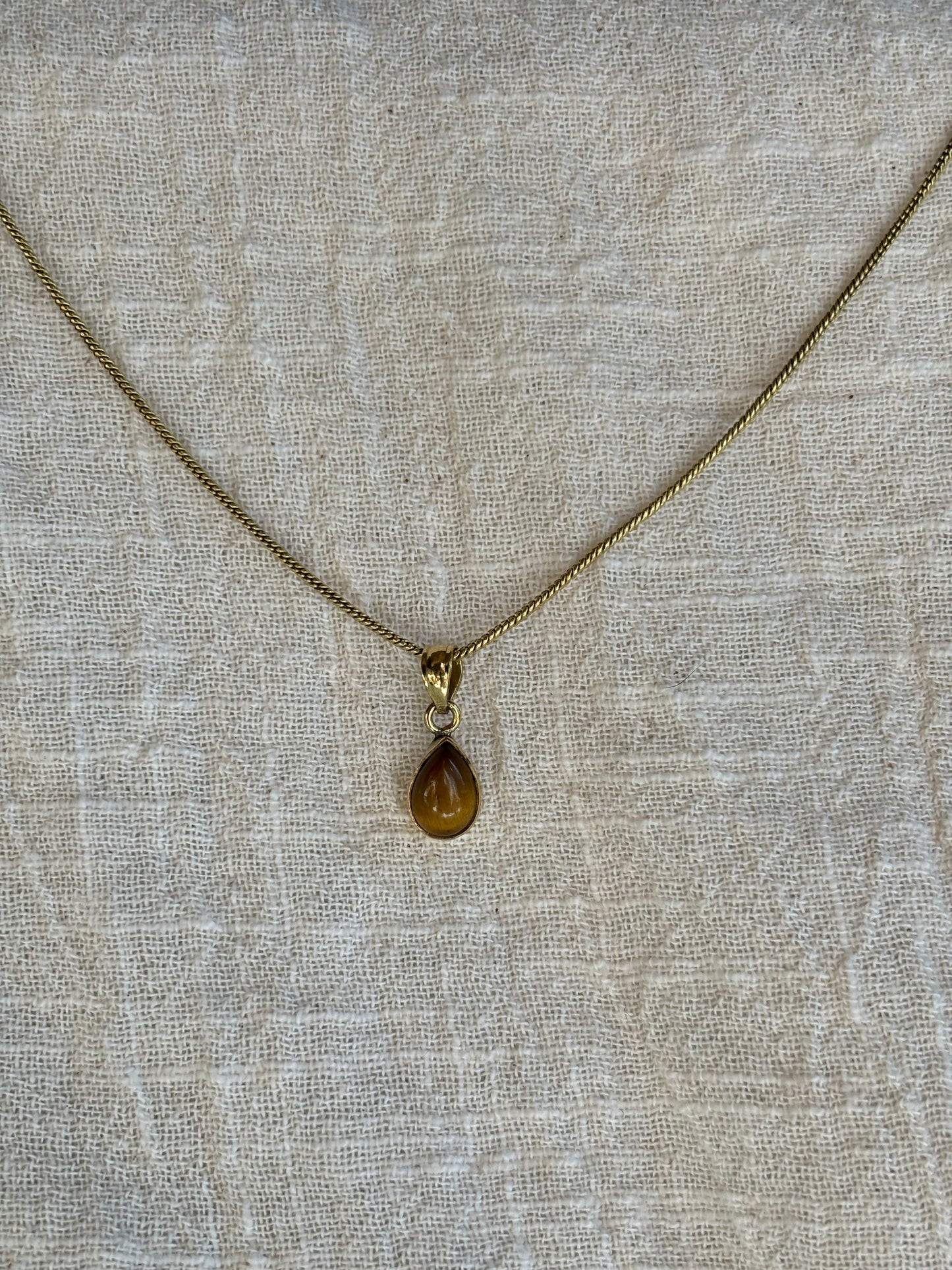 Small Gem Pendant & Brass Chain