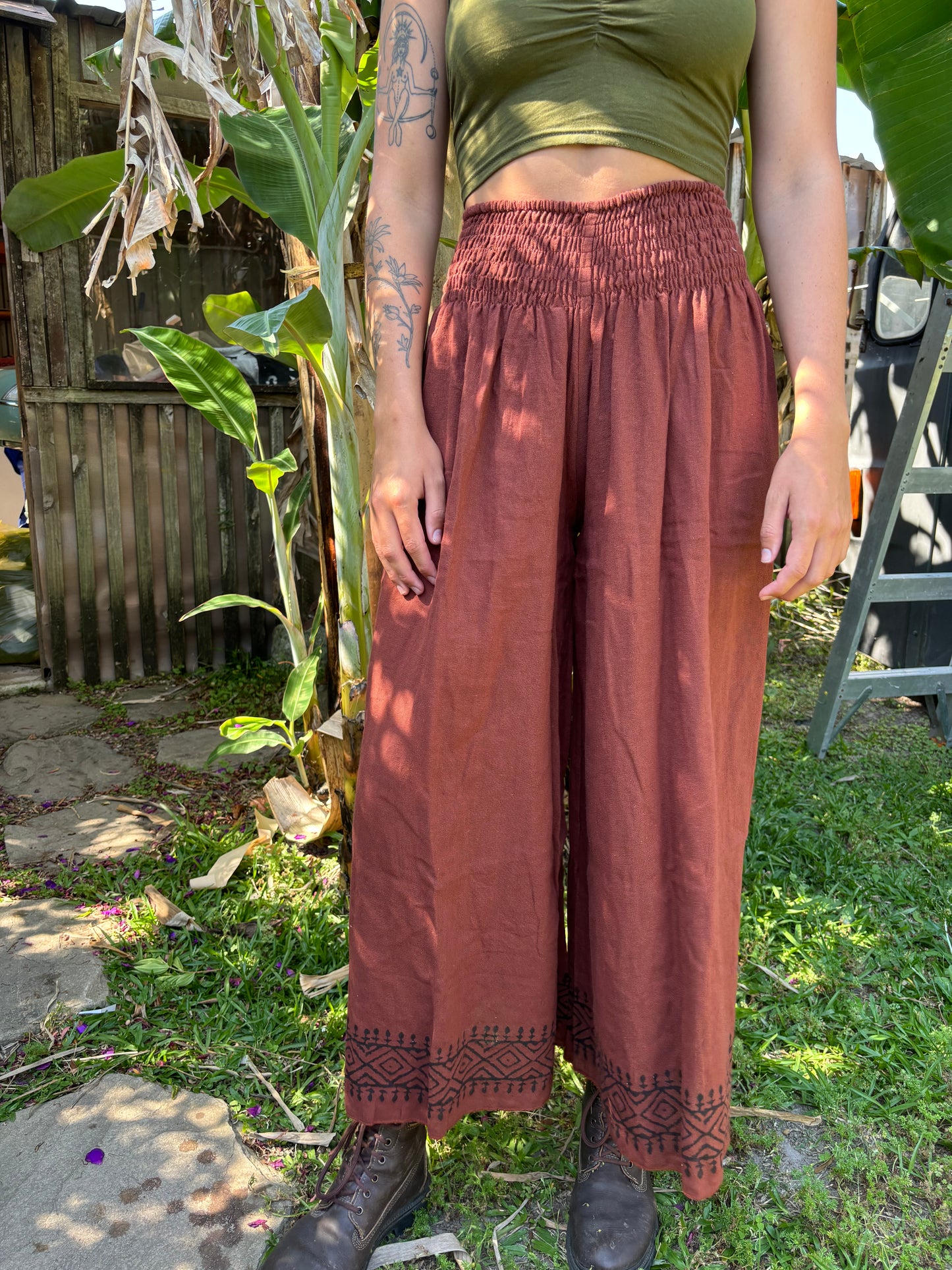 Elastic Waist Cotton Pants