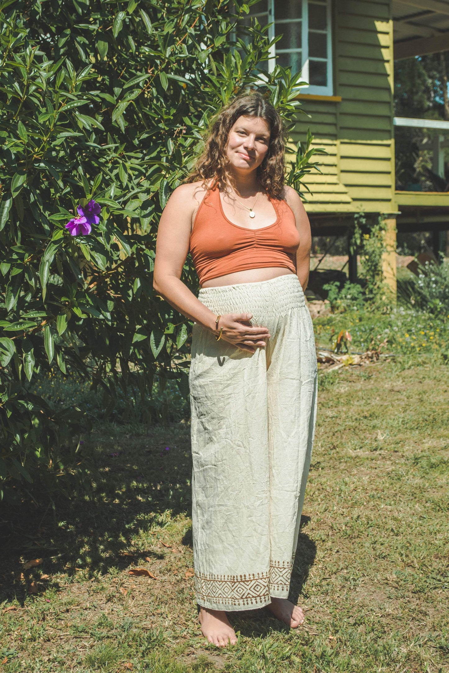Elastic Waist Cotton Pants