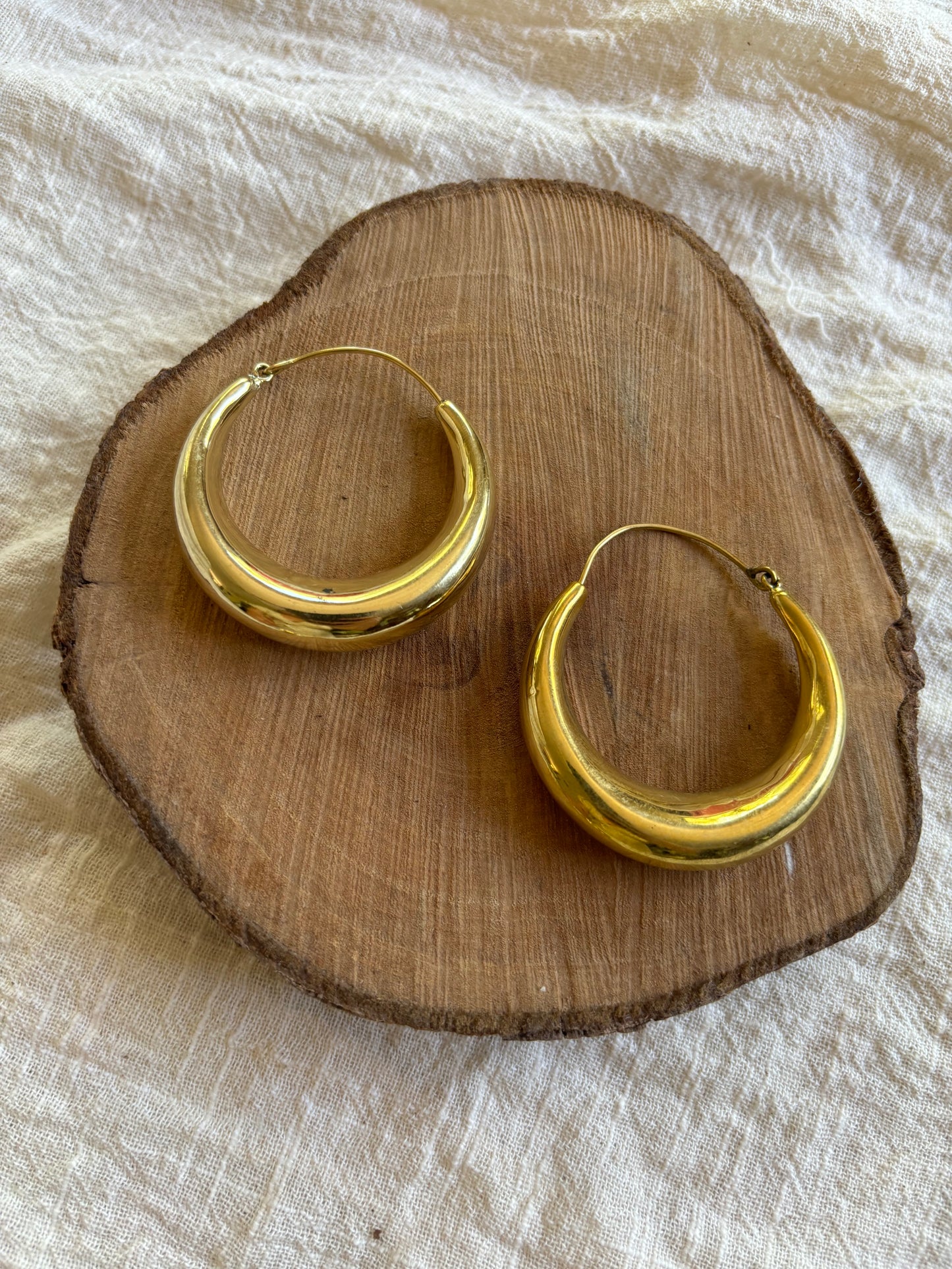 Large Brass Tribal Hoops