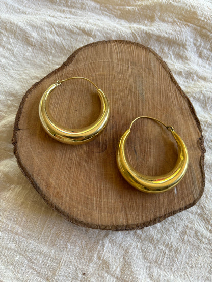 Large Brass Tribal Hoops