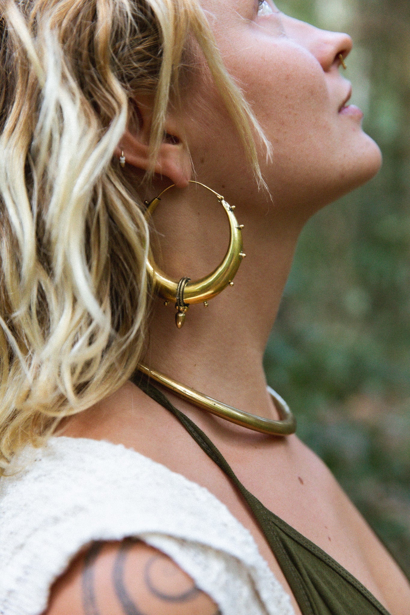 Large Brass Tribal Hoops