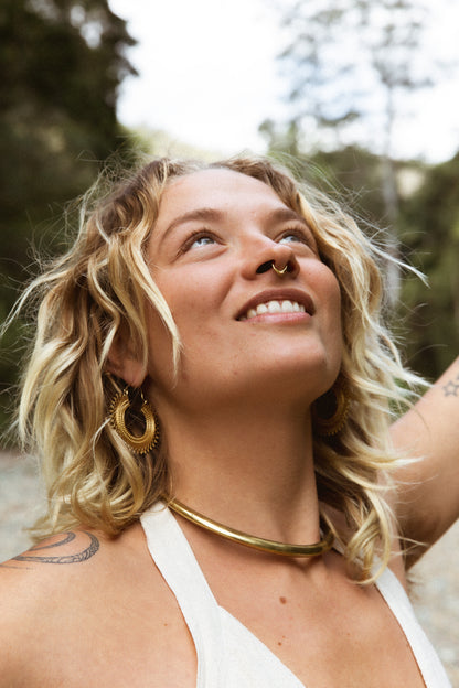 Tribal Brass Hoop Earrings