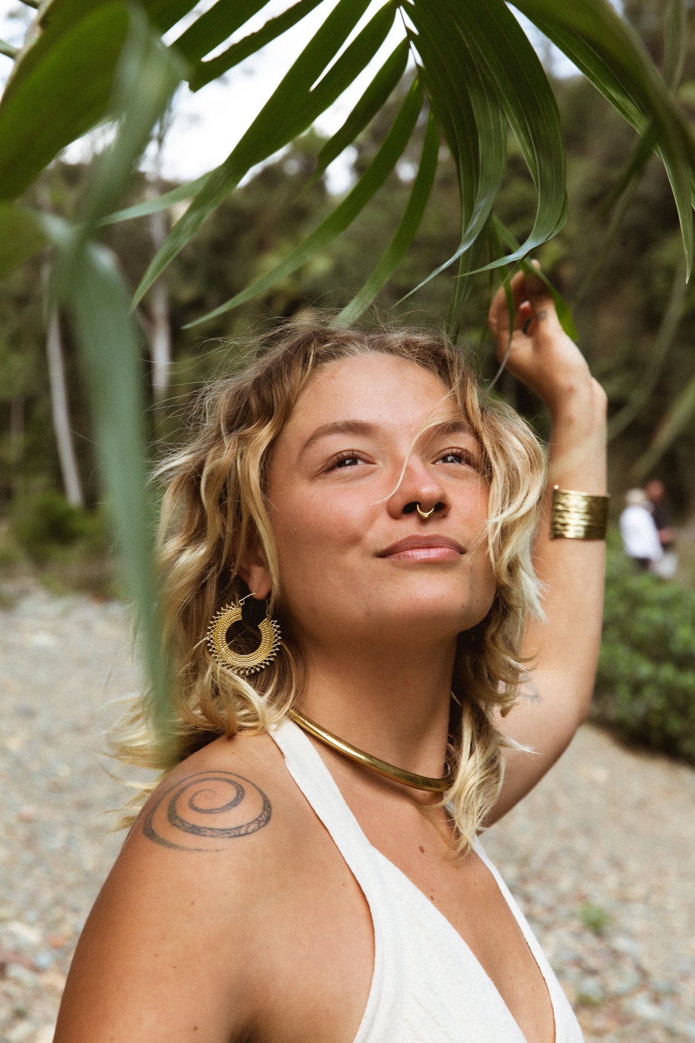 Tribal Brass Hoop Earrings