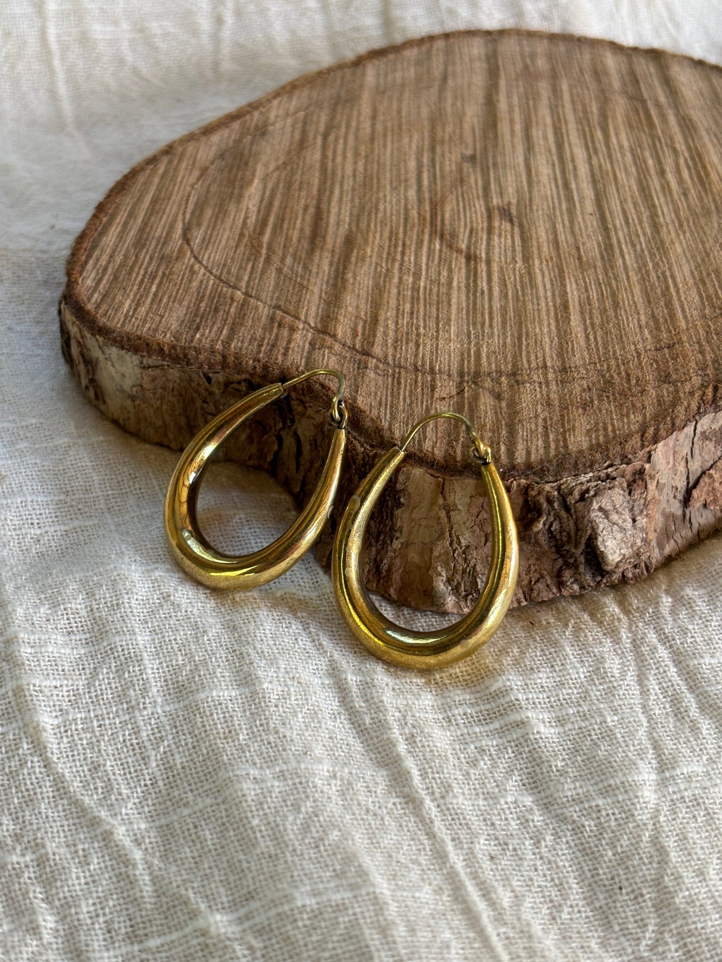 Small Brass Oval Earrings
