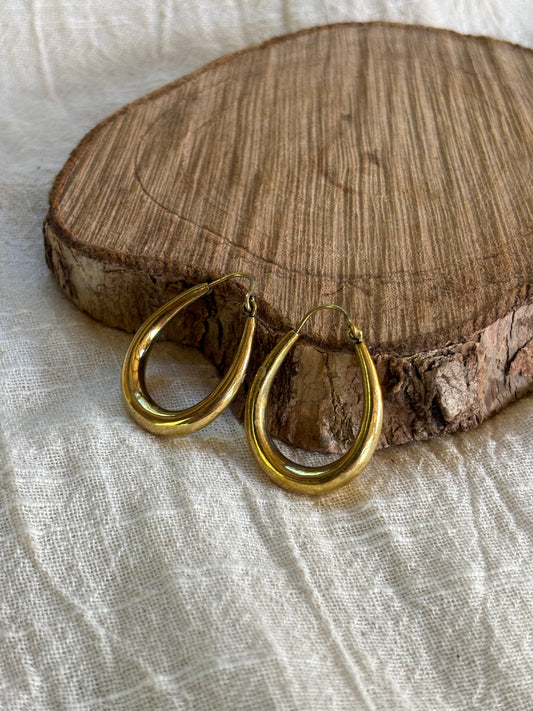 Small Brass Oval Earrings