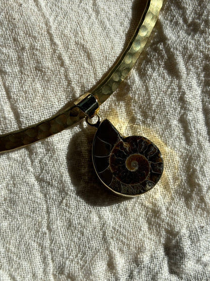 Ammonite Pendant Choker - Small