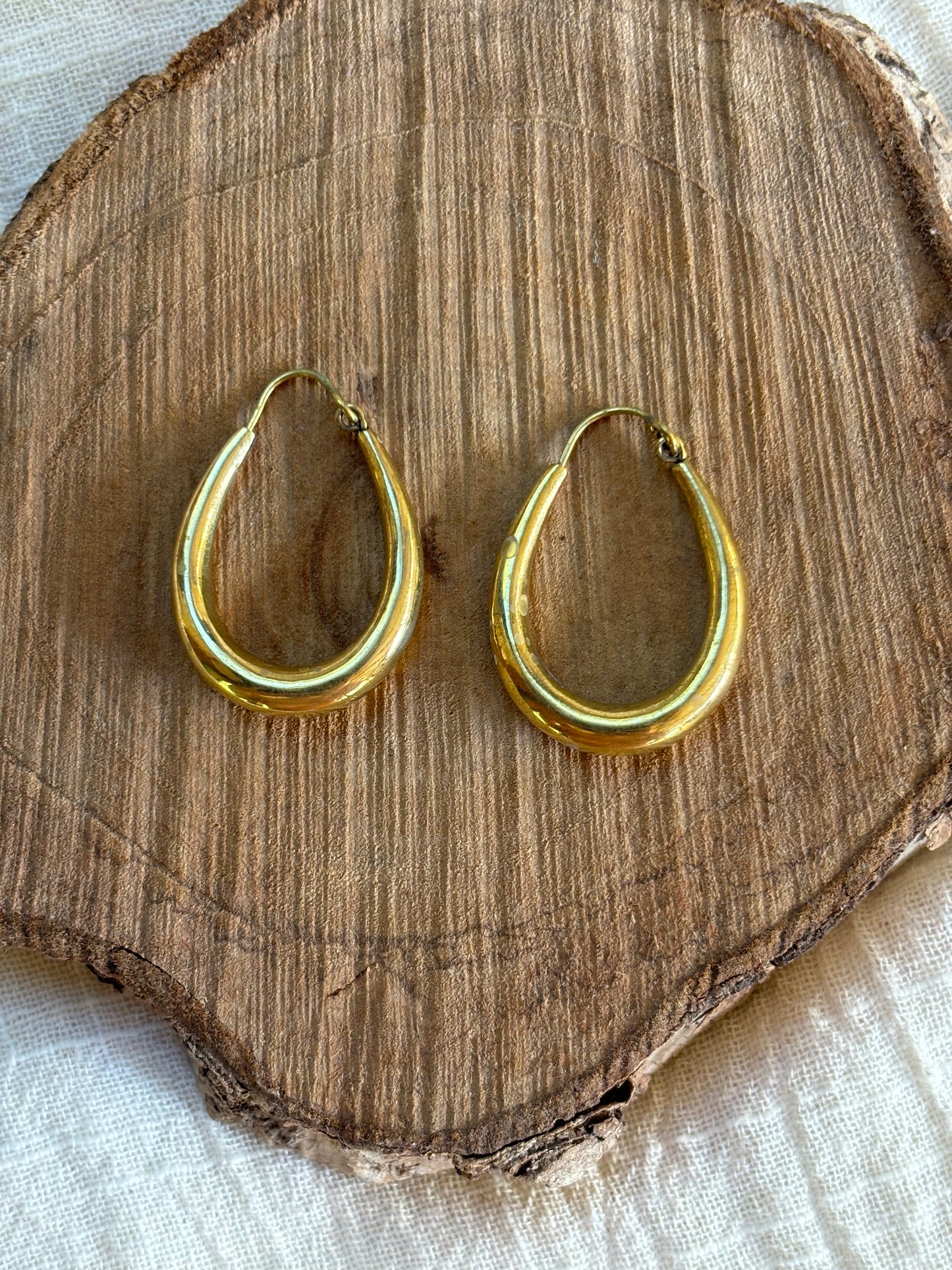 Small Brass Oval Earrings