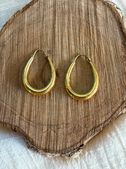 Small Brass Oval Earrings