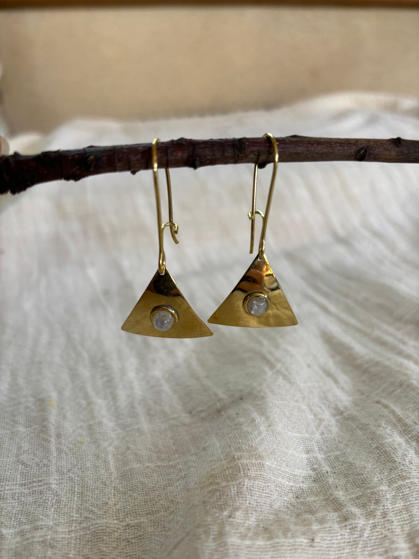 Moonstone Brass Earrings