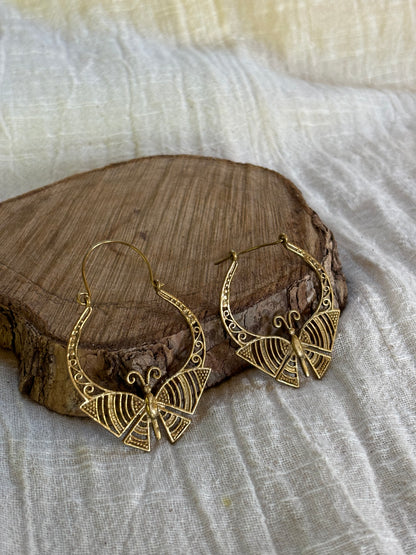 z12. Butterfly Brass Earrings