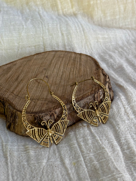 z12. Butterfly Brass Earrings