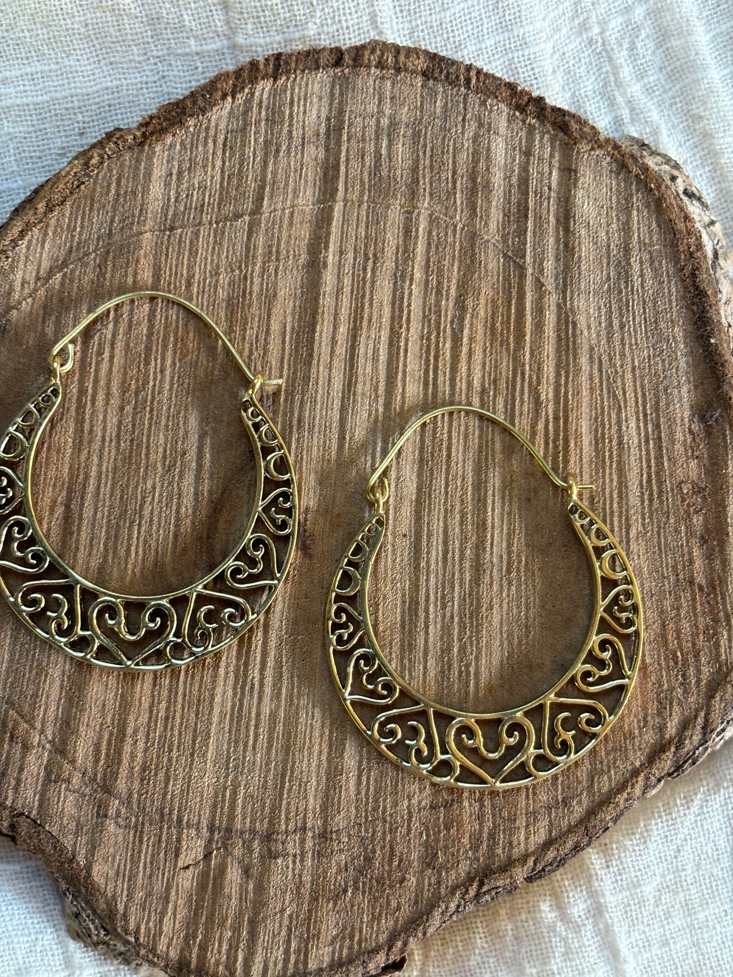 Heart Brass Earrings