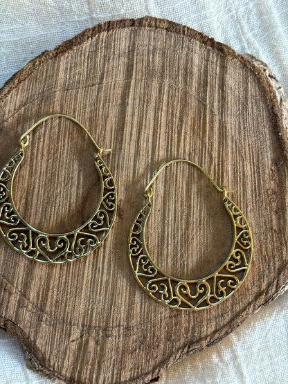 Heart Brass Earrings