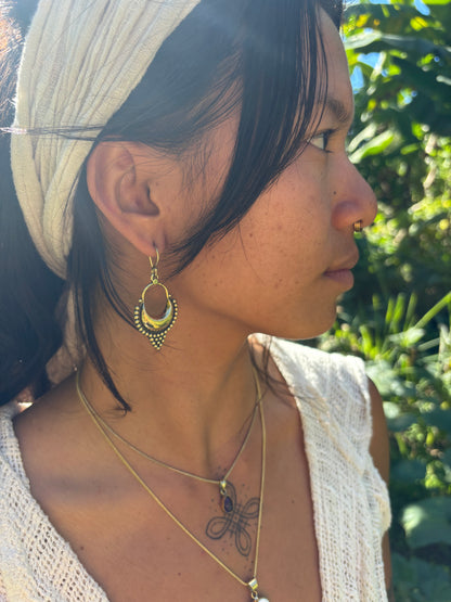 Small Gem Pendant & Brass Chain