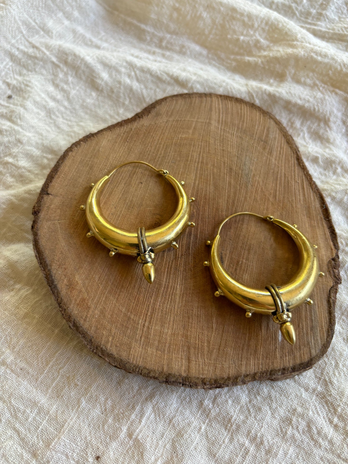 Medium Brass Tribal Hoops