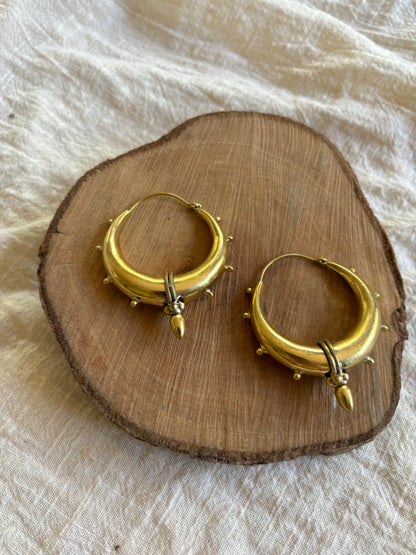 Medium Brass Tribal Hoops
