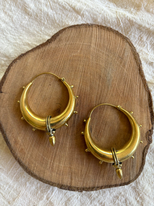 Medium Brass Tribal Hoops