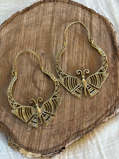 z12. Butterfly Brass Earrings