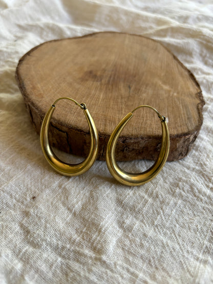 Large Brass Oval Earrings