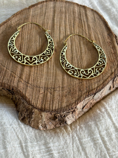 Heart Brass Earrings