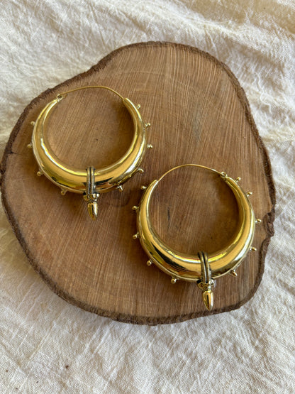 Large Brass Tribal Hoops