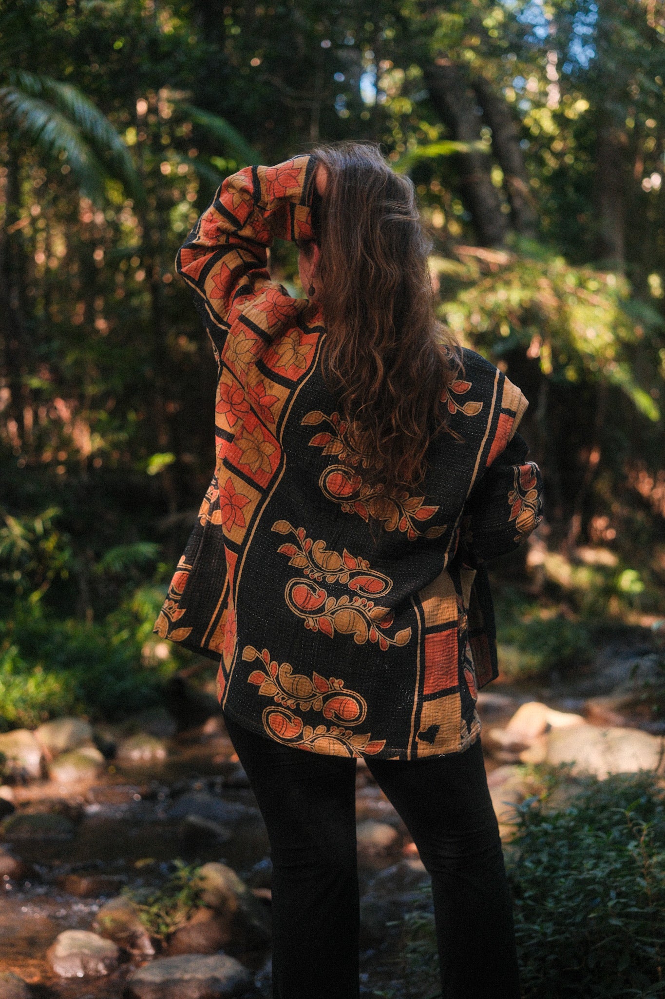 Kantha Jacket Black Orange