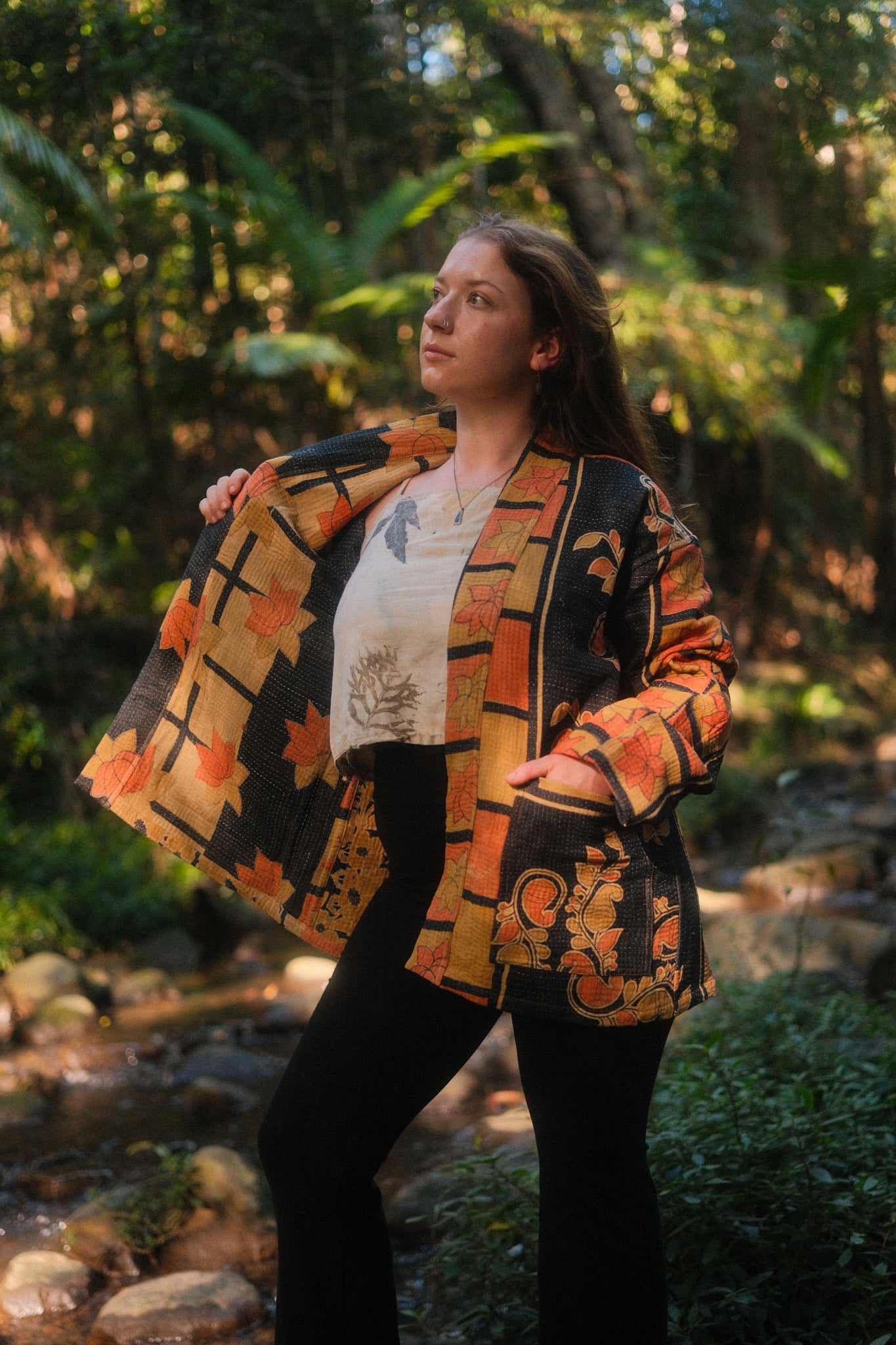 Kantha Jacket Black Orange