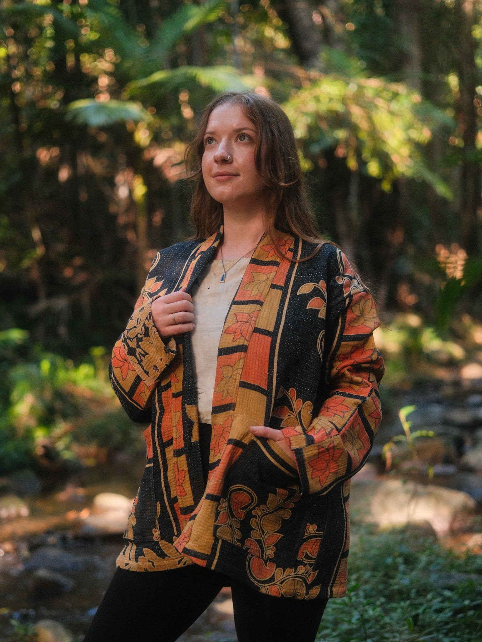 Kantha Jacket Black Orange