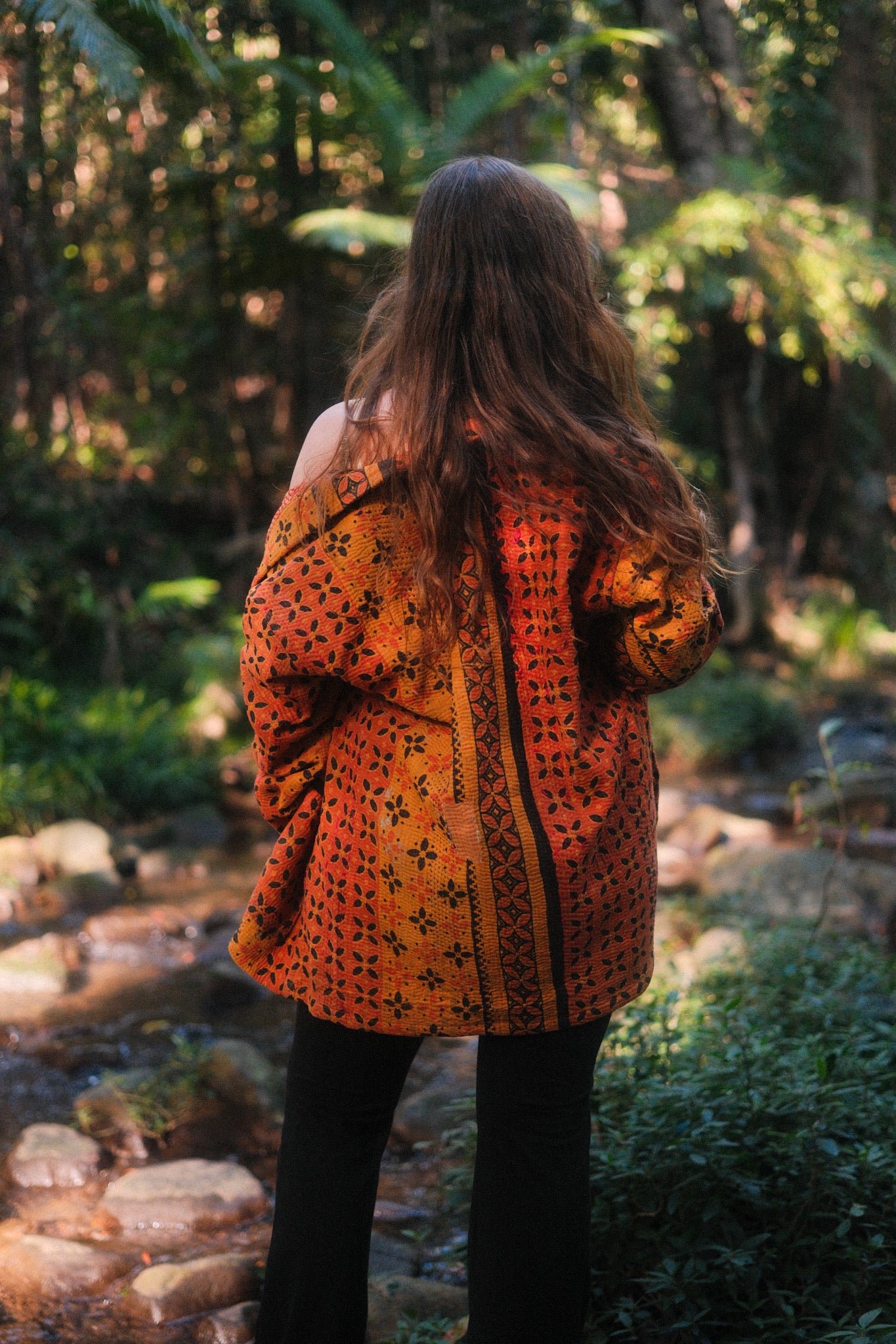 Kantha Jacket Yellow Orange Flower