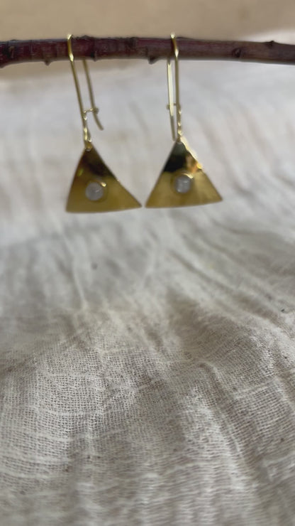 Moonstone Brass Earrings